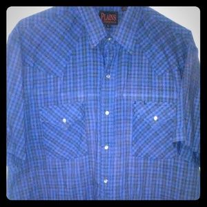 Plains Plaid Button down short sleeve shirt. Sz LG